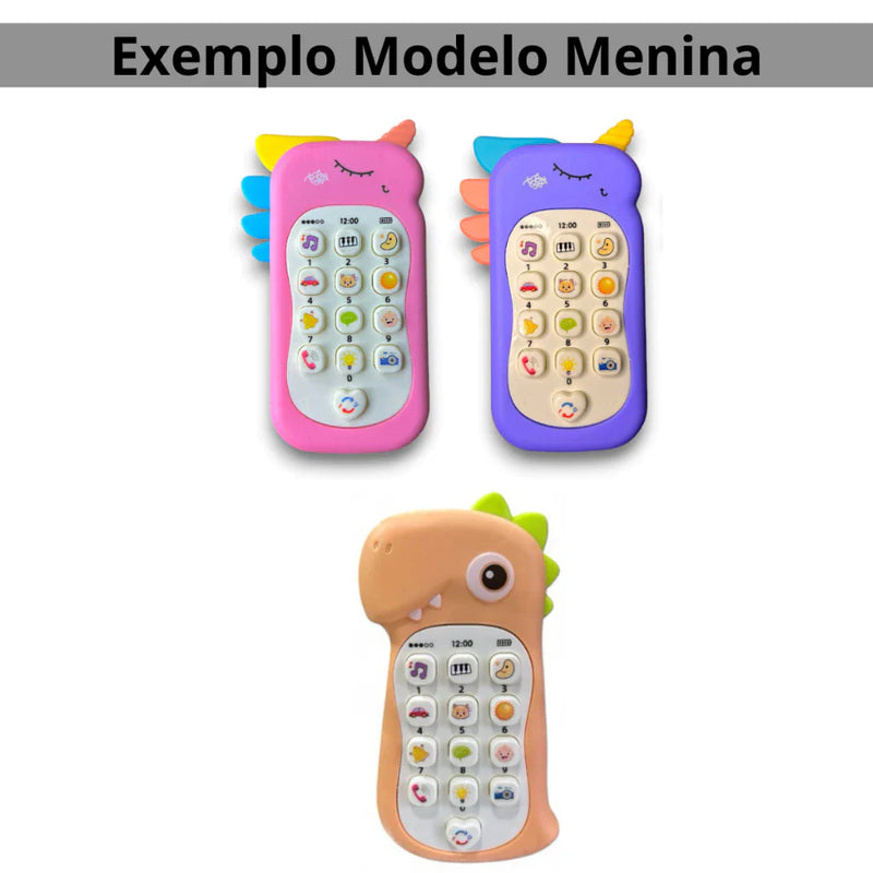 Mordedor e Telefone Celular Infantil Educativo Musical 2 em 1 brinquedo infantil para bebê