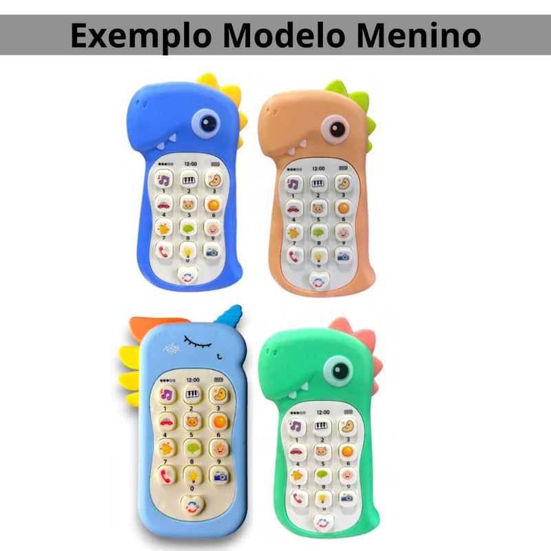 Mordedor e Telefone Celular Infantil Educativo Musical 2 em 1 brinquedo infantil para bebê