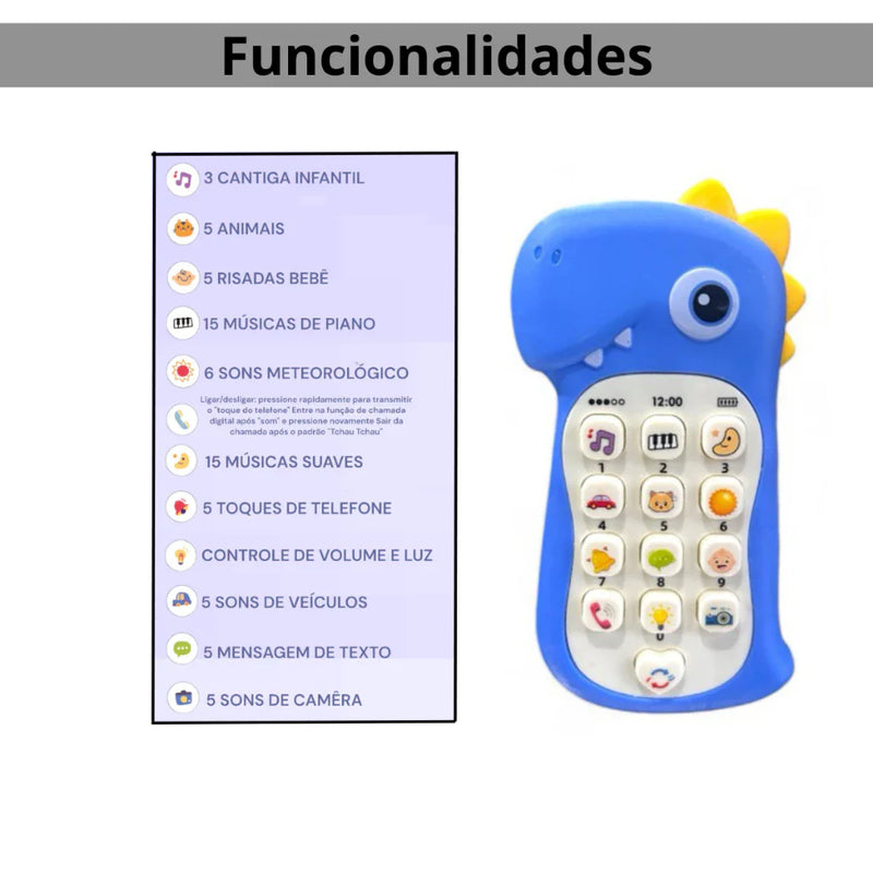 Mordedor e Telefone Celular Infantil Educativo Musical 2 em 1 brinquedo infantil para bebê