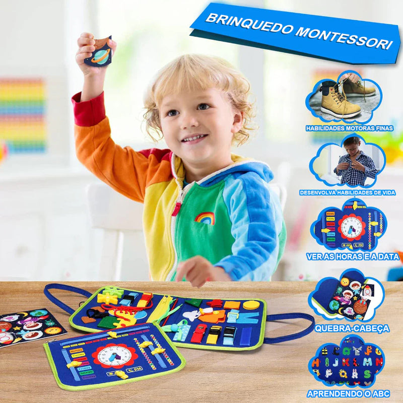 Placa de Montessori Sensorial Educativa Brinquedo Infantil Azul/Rosa