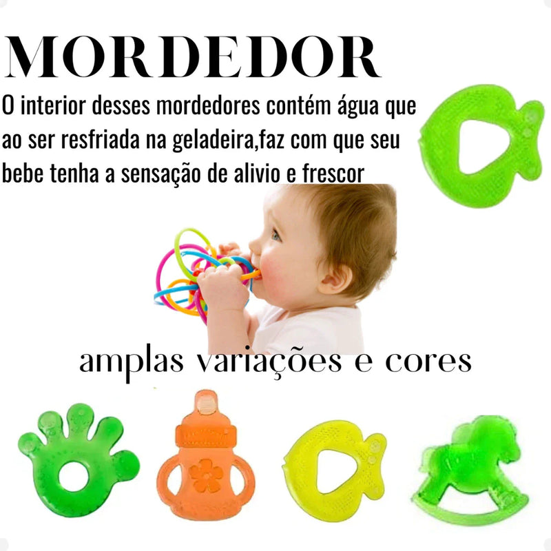 Kit 11 Chocalhos e Mordedor Macio Para Bebês Com Sinos De Mão Brinquedo Infantil